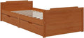 Honigbraunes Kiefernmassivholzbett mit integrierten Stauraumschubladen, stabiler Einzelbett-Rahmen 90 x 200 cm