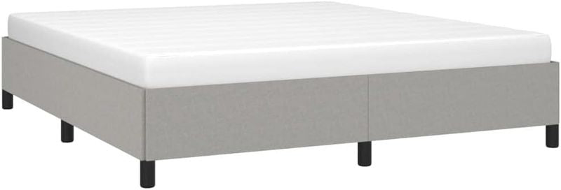 Hellgraues Stoffpolster-Doppelbett mit stabilen Standfuessen und vollflaechigem Lattenrost, hochwertiger Bettrahmen fuer moderne Schlafzimmer 160 x 200 cm
