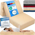 Cremeweisse dreiteilige extra dicke Schaumstoff-Faltmatratze mit waschbarem Bezug, ergonomische Gaestematratze fuer Erwachsene 90 x 200 x 15 cm