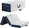 Extra dicke vierteilige Faltmatratze fuer Gaeste und Camping, komfortable Bodenschlafauflage 75 x 195 x 15 cm