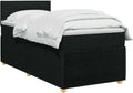 Modernes schwarzes Stoff-Boxspringbett mit verstellbarem gepolstertem Kopfteil und passender Matratze, komfortables Einzelbett 80 x 200 cm